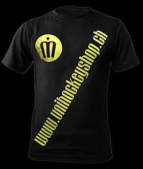 unihockeyshop.ch T-Shirt Badge Promo black-neon yellow