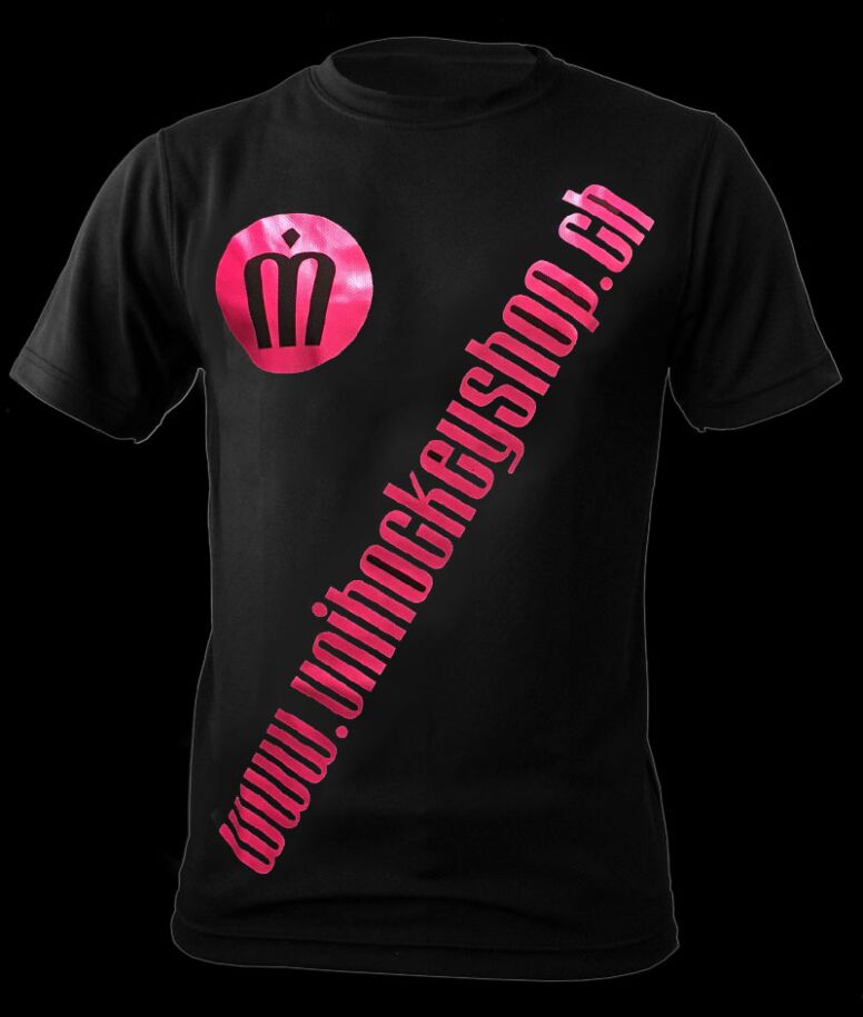 unihockeyshop.ch T-Shirt Badge Promo black-neon pink